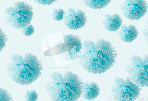 Image of blue tissue pompom decorations