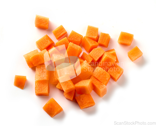 Image of fresh raw carrot cubes