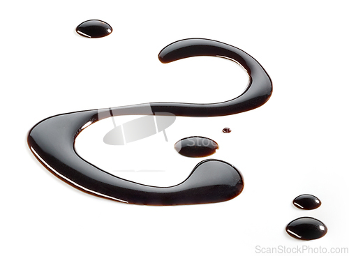 Image of dark chocolate sauce on white background