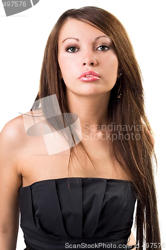 Image of Portrait of the beauty girl. Isolated on white