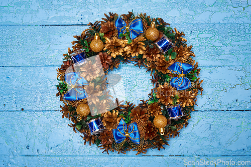 Image of Christmas wreath top view