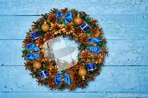 Image of Christmas wreath top view