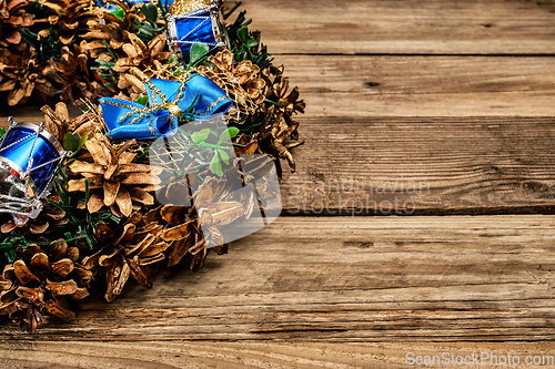 Image of Christmas wreath close up