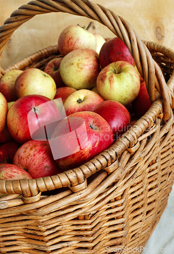 Image of Bright tasty ripe apples in a basket