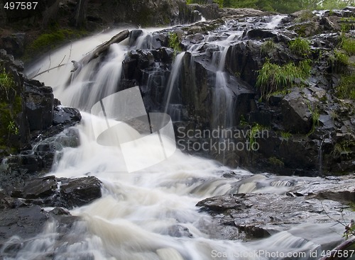 Image of Waterfall Around Stone