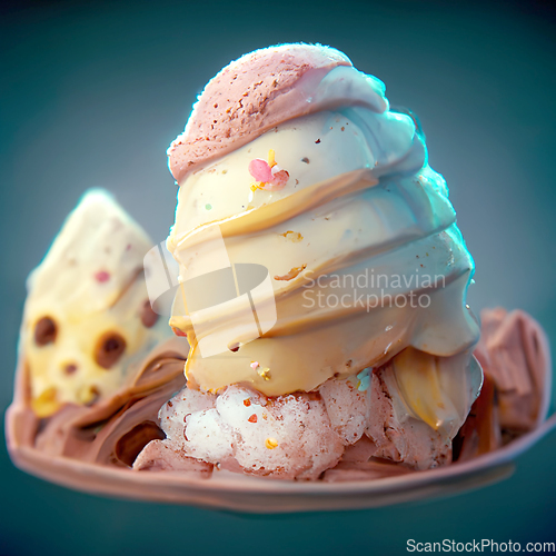 Image of Colorful ice cream. Abstract creative summer concept. Ice cream 