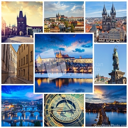 Image of Mosaic collage storyboard of Prague images