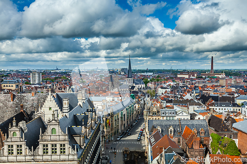 Image of Aerial view of Ghent from Belfry. Ghent, Belgium