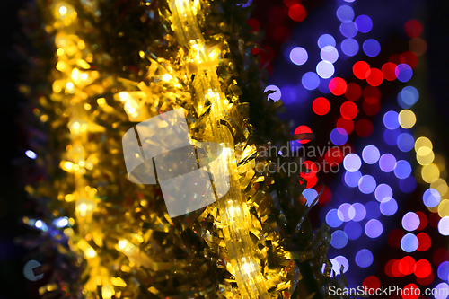 Image of Bright Christmas decoration, abstract background out of focus