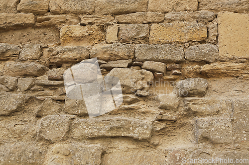 Image of Very old stone wall texture, Carcassonne, France