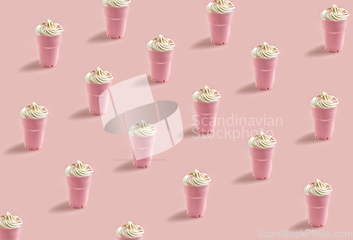 Image of pink strawberry milkshake