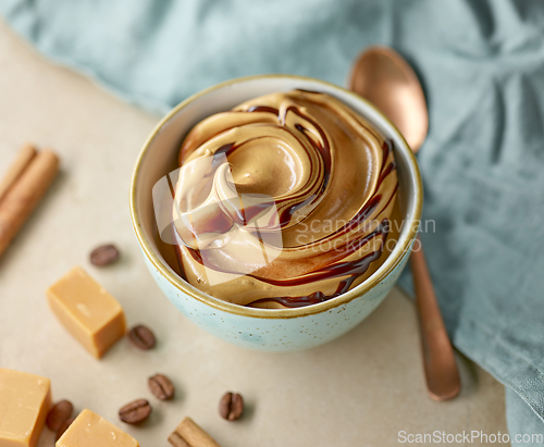 Image of whipped caramel and coffee mousse dessert