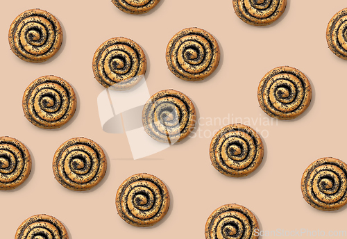 Image of freshly baked poppy seed bun pattern