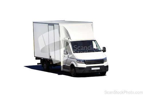 Image of White Light Transport Truck Isolated over White