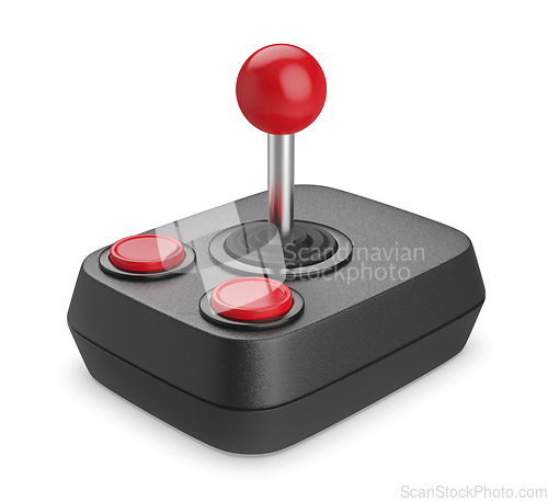 Image of Black retro joystick with two buttons