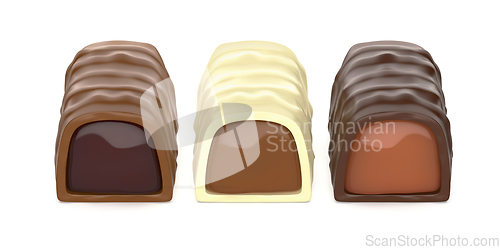 Image of Three different chocolate bonbons