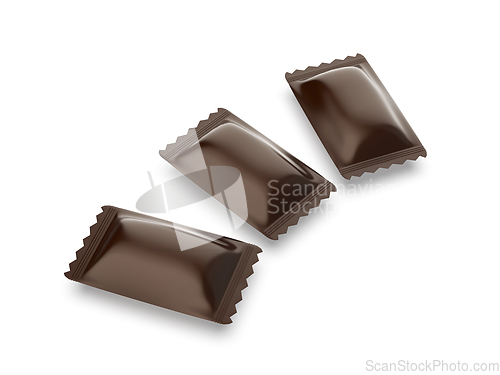 Image of Three brown sachets for hard candies