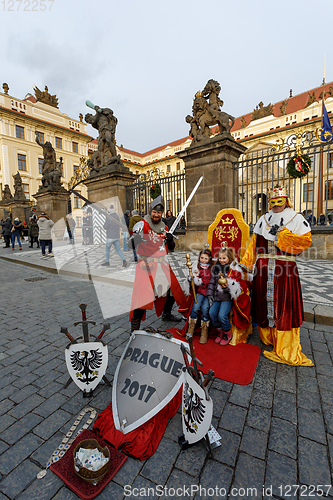 Image of Tourists attraction in front of the Prague Castle