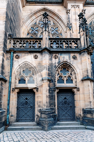 Image of St. Vitus cathedral door in Prague Czech Republic