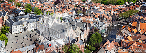 Image of Panorama of aerial view of Bruges (Brugge), Belgium