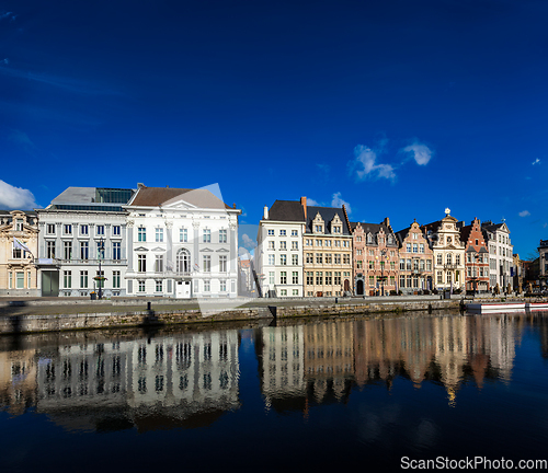 Image of Ghent canal. Ghent, Belgium