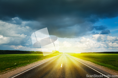 Image of Road and stormy sky