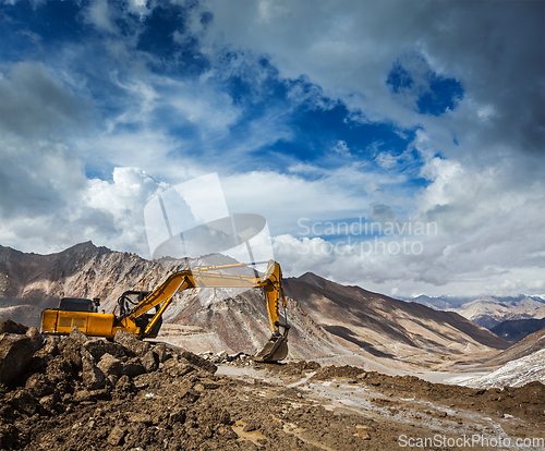 Image of Road construction in mountains Himalayas