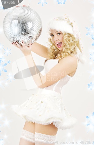 Image of sexy santa helper with disco ball