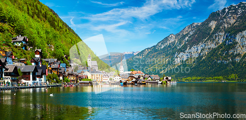 Image of Panorama of Hallstatt village and Hallstatter See, Austria