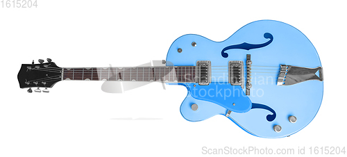 Image of blue electric guitar