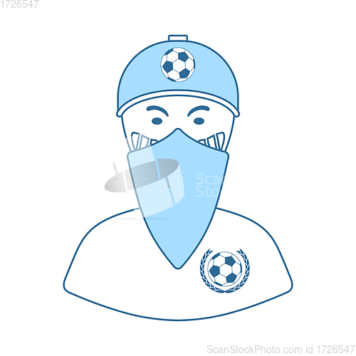 Image of Football Fan With Covered Face By Scarf Icon