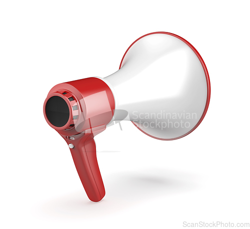 Image of Red and white electric megaphone
