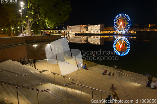 Image of People promenade Garone river, Toulouse