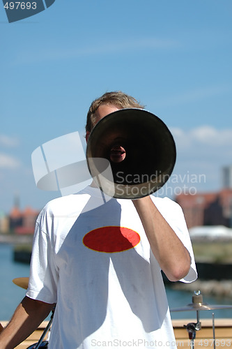 Image of Man speaking in a megaphone