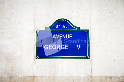 Image of Avenue George V street sign, Paris, France