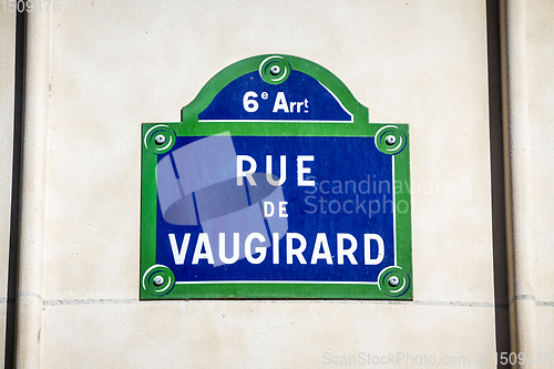 Image of Rue de Vaugirard street sign, Paris, France