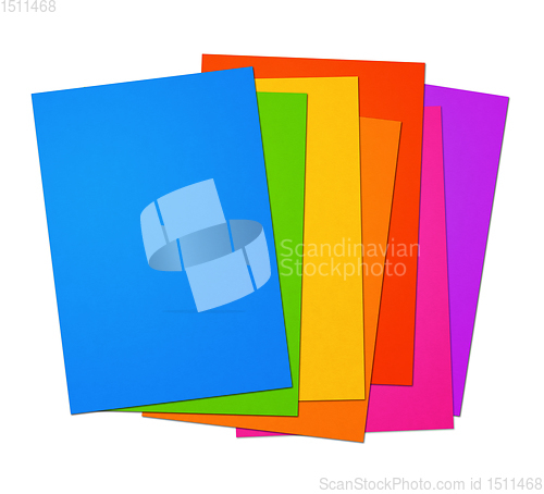 Image of Colorful rainbow Blank A4 paper sheet range on white background