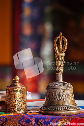 Image of Religious bell in Buddhist monastery