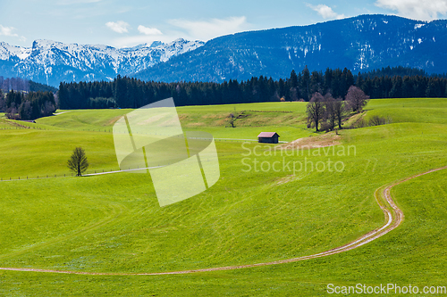 Image of German countryside in spring. Bavaria, Germany
