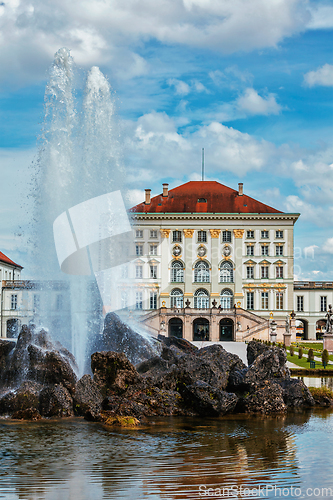 Image of Nymphenburg Palace with fountain. Munich, Germany