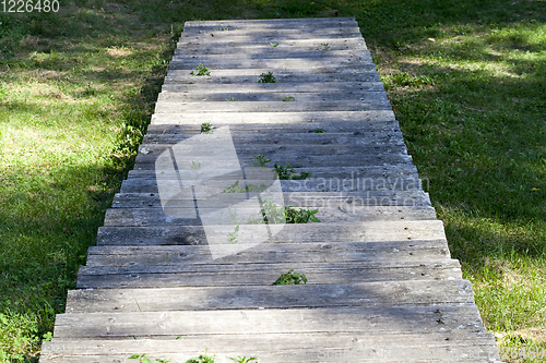 Image of old wooden staircase hill