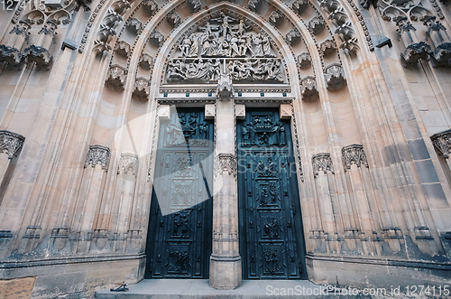 Image of St. Vitus cathedral door in Prague Czech Republic