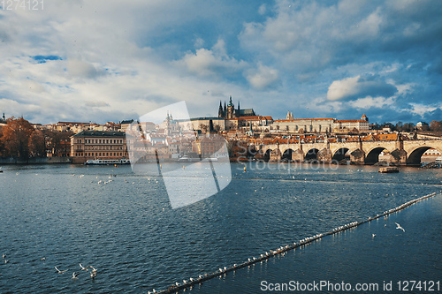 Image of Cathedral of St. Vitus, Prague castle and the Vltava River