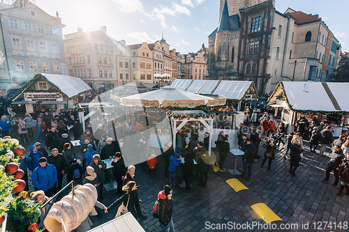 Image of Christmas advent market at Old Town Square, Prague