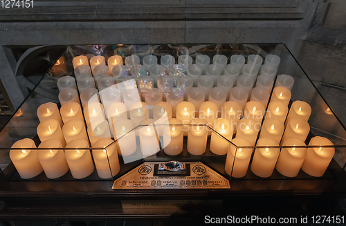 Image of Electric candles in St. Vitus Cathedral in Prague, Czech Republic