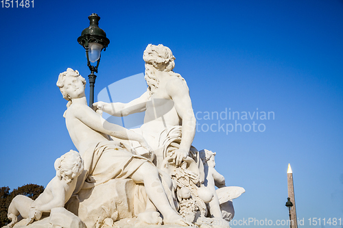 Image of The Seine and the Marne statue in Tuileries Garden, Paris