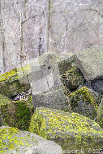 Image of stone pile at early spring time