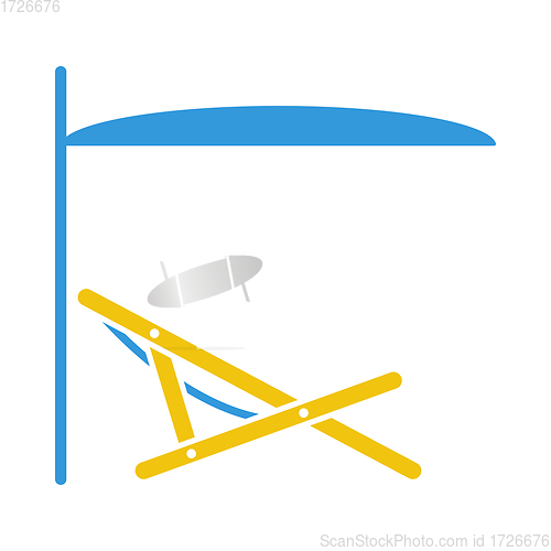 Image of Sea Beach Recliner With Umbrella Icon