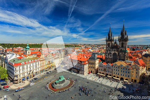 Image of View of Stare Mesto Square Old City Square and Tyn Church Tynsky Chram from Town Hall