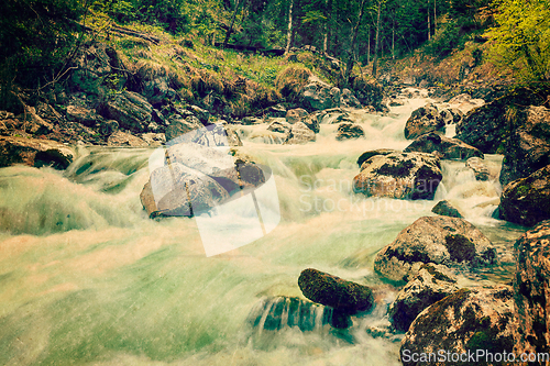 Image of Cascade of Kuhfluchtwasserfall. Farchant, Garmisch-Partenkirchen, Bavaria, Germany